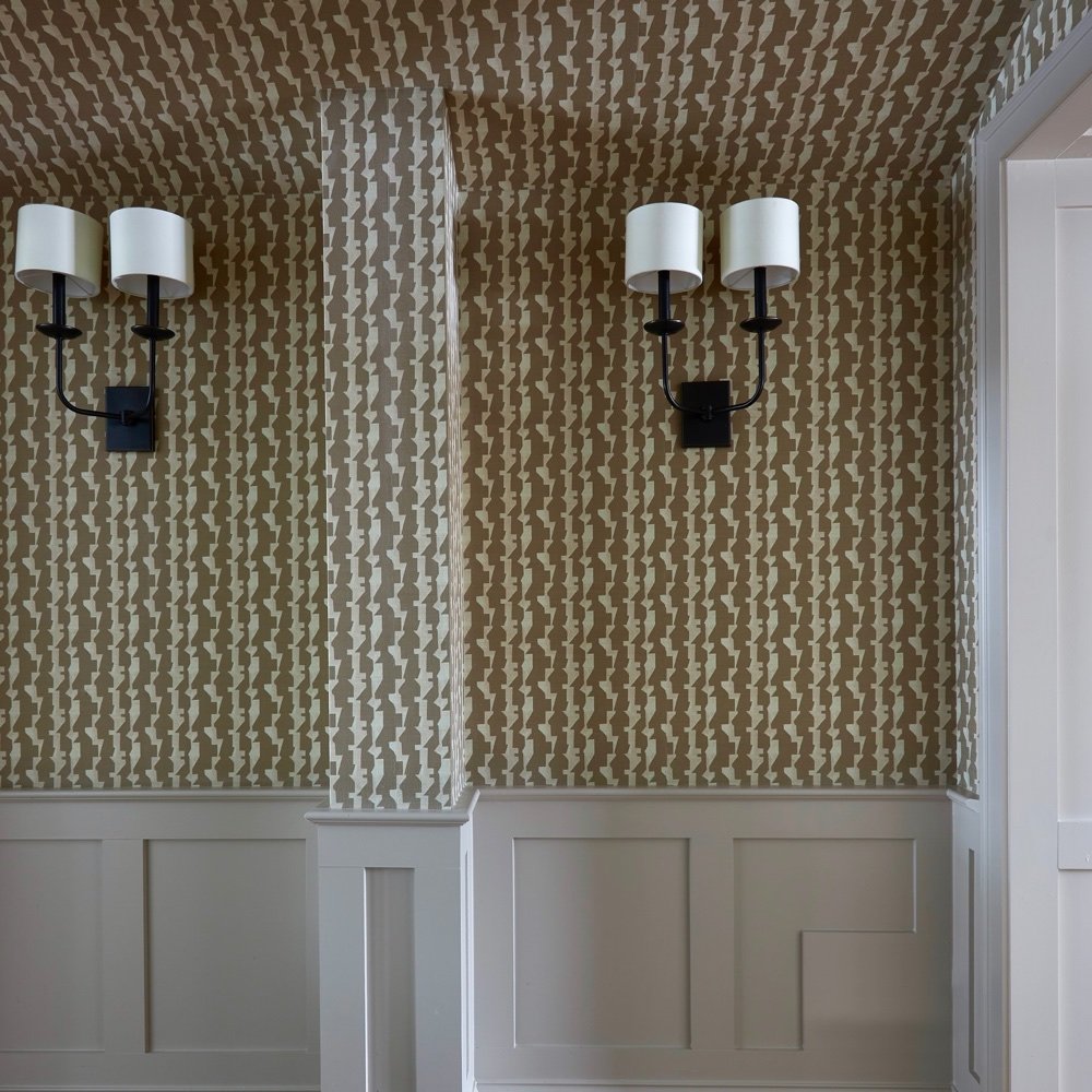 Millwork-wallpaper detail, luxury renovation and interior design by Martire Custom Homes